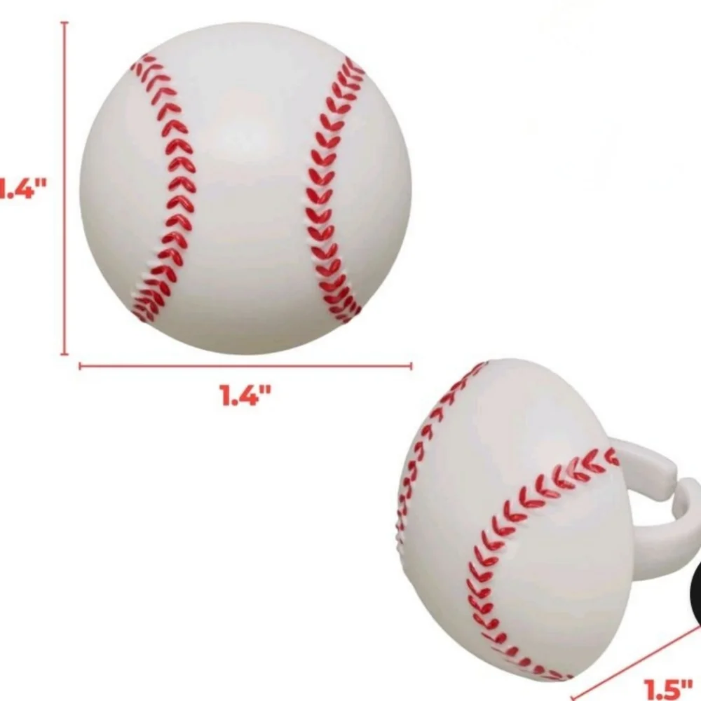 ❤️10/$10 Lots of 6 Cupcake Topper Rings, Baseball Cupcake Decorations